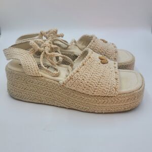 Mudd Women's Y2K Platform Espadrille Sandals Cream Approximate Size 10 Beachy